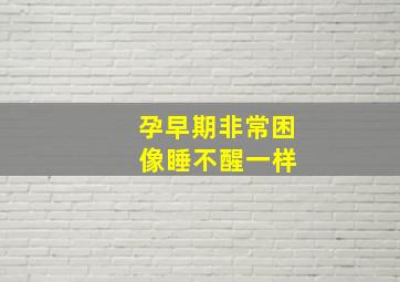 孕早期非常困 像睡不醒一样